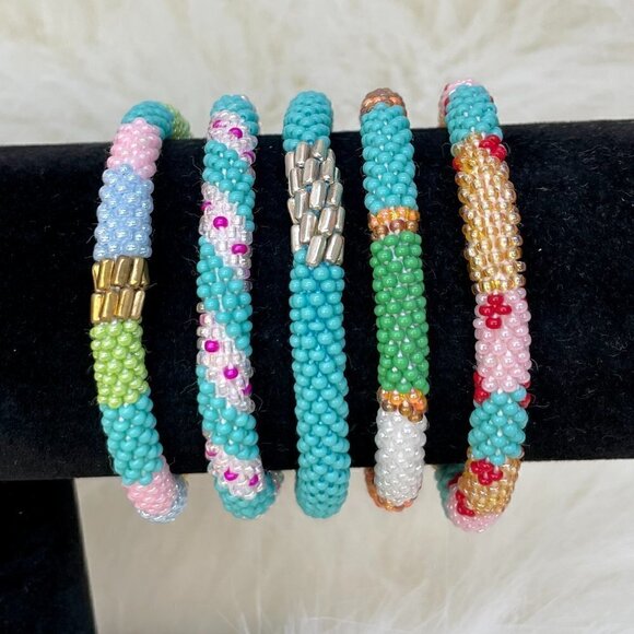 HAND CRAFTED in Nepal Beaded Bracelets (set of 5) #1005 - Picture 6 of 6